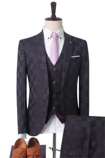 Black Formal Mens Suit Tailored Tuxedo | 3 Piece Notched Lapel Business Mens Suits