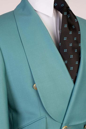 Elegant Blue Gentleman Double Breasted Tuxedo | Shawl Collar Men's Tuxedo With Metal Buttons_4