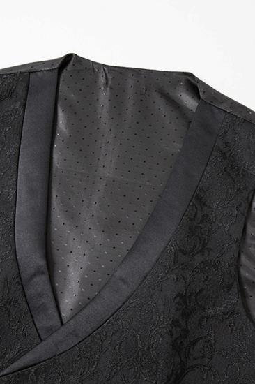 Black Shawl Bollar Men Jacquard Three Piece Suit | Men Wedding Suits_10