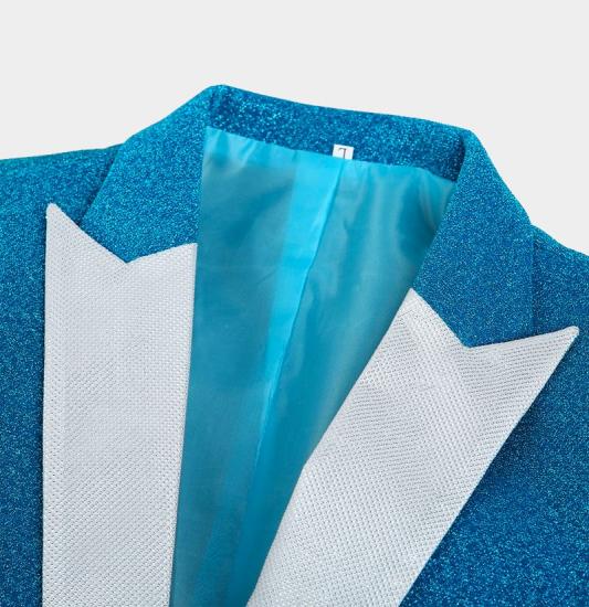 Glitter Baby Blue Peak Lapel Blazer | Unique Sequin Men Suits_3