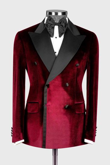 Red Velvet Lapel Collar Men Two Piece Suits | Prom suits