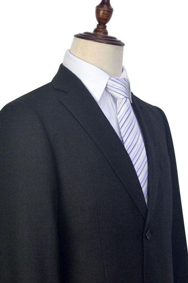 Modest Black Tweed Notched Lapel Two Button Mens Suit Formal_5