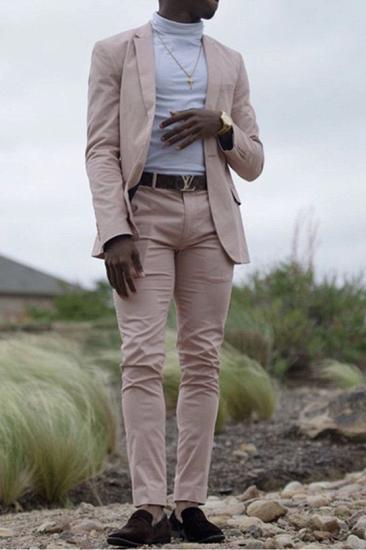 Trendy Pink Slim Prom Suits For Men | Two Piece Prom Suits Online_1
