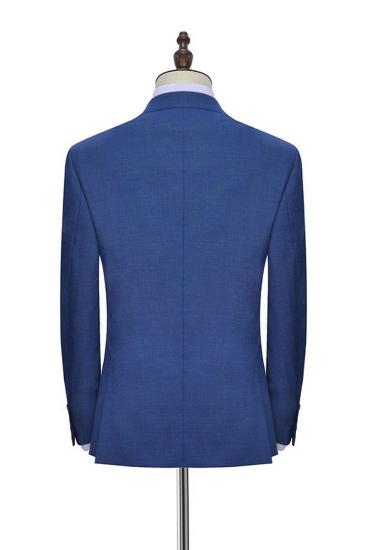 One Button Flap Pocket Navy Blue Mens Suit | Mens Point Collar Business Suit_5
