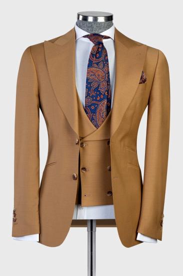 New Brown Point Lapel Fashion Business Men Suits_1