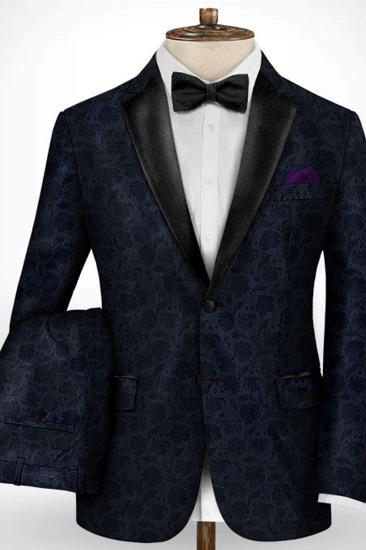 Black Jacquard Prom Mens Suit | Two-Piece Fashion Slim Fit Tuxedo_2