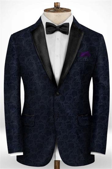 Black Jacquard Prom Mens Suit | Two-Piece Fashion Slim Fit Tuxedo