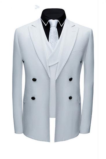 Formal White Business Mens Suit Three Piece |  Point Collar Suit Online_1
