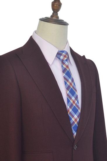 Mens Peak Lapel Burgundy Suit |  Formal One-Click Business Suit_4