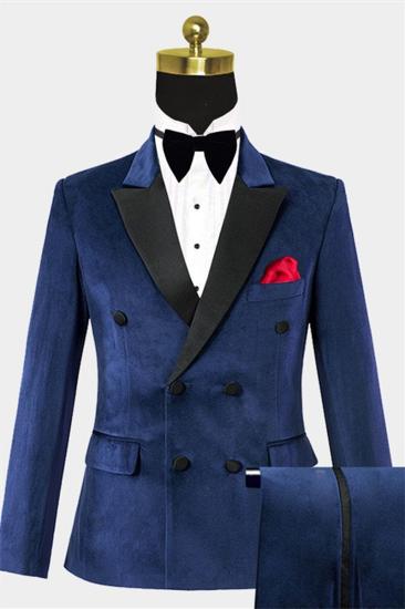 Navy Double Breasted Velvet Tuxedo | Two Tailored Suits