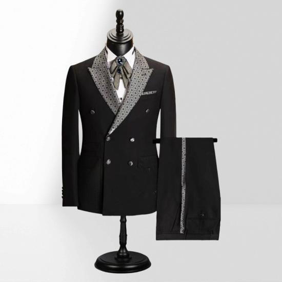 Black Popular Jacquard Collar Ball Two Piece Suit | Prom Suits_2
