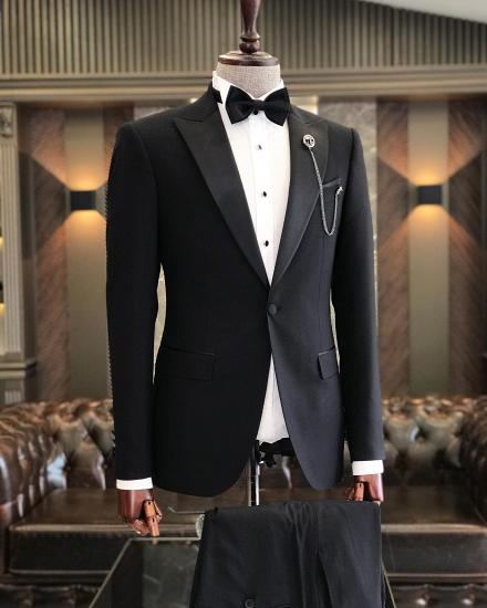 Fashion Black Italian One Button Lapel Mens Suit | Suits Online_2
