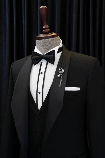 Anselm Sleek Black Shawl Lapel Three-Piece Wedding Suit_2