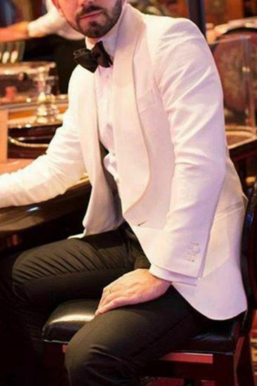 Tristan Sleek White Shawl Lapel One Button Slim Fit Wedding Set_2