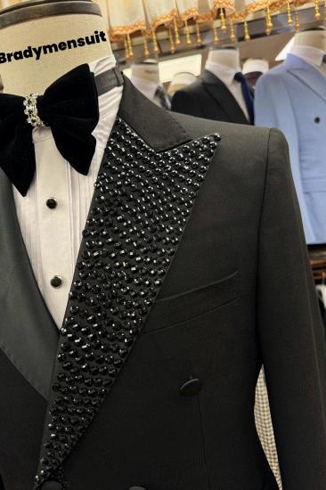 Brady New Stylish Black Peak Collar Two Piece Prom Suit_3