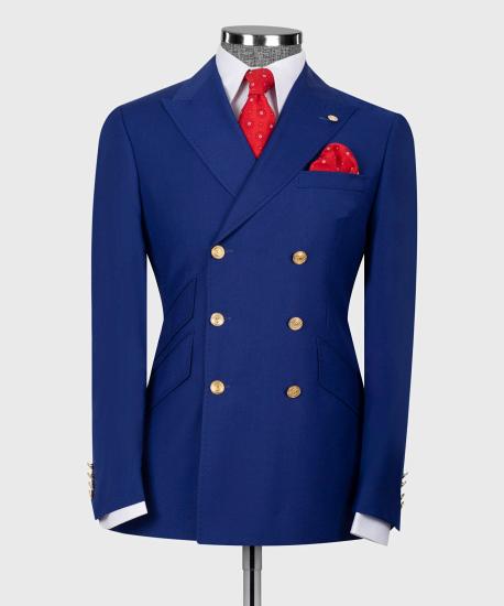 Chic Blue Double Breasted Six Button Men Suit | Men Two Piece Suit_2