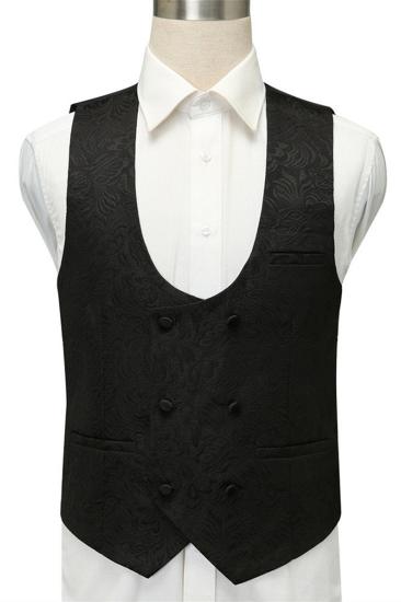Bradley Stylish Black Jacquard Shawl Lapel Wedding Suits_3