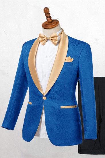 Caden Ocean Blue Jacquard Slim Fit Wedding Suit