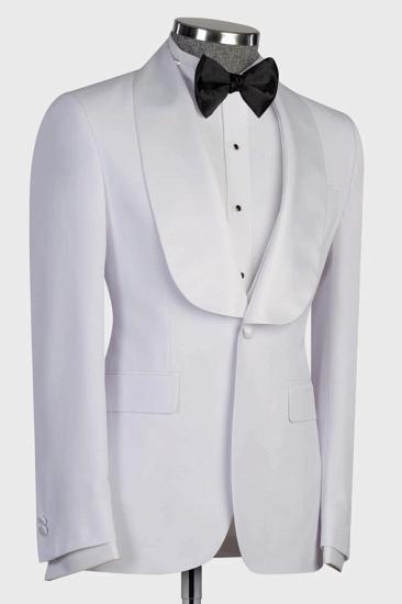 White Shawl Lapel Three Piece Tuxedo Men Custom Tailored Formal Suit For Wedding Prom Party Gala_4