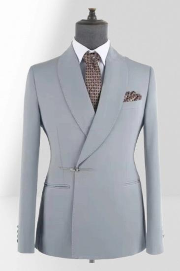 Light Grey Shawl Collar Wool Blend Mens Two Piece Prom Suit