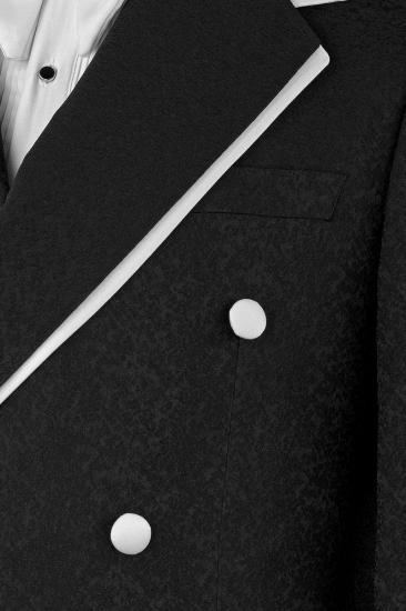 Helen Men’s Black Double-Breasted Jacquard Tuxedo Suit with White Piping for Formal Events_3