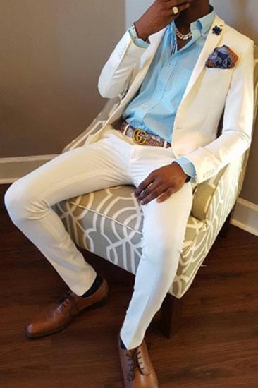 White Wedding Groom Suit | Two Piece Slim Fit Mens Suit_1