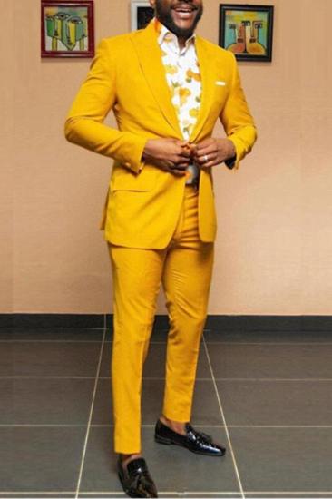 Joseph Yellow Pointed Lapel One Button Best Fitting Mens Suit Online