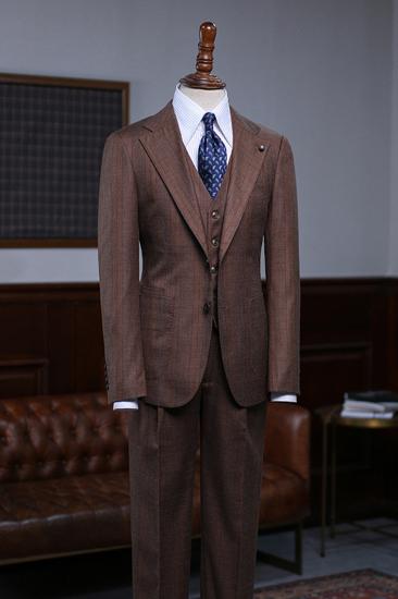 Alger New Coffee Stripe One Button Slim Fit Tailored Suit_2