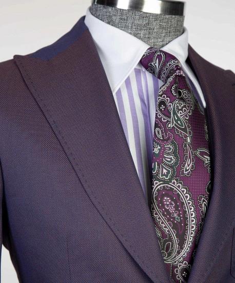 Eamonn Modern Dark Purple Three Piece Point Lapel Men's Business Suit_4