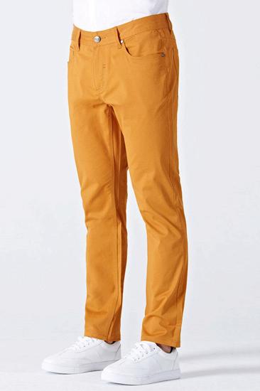 Orange Cotton Customized Solid Color Men Casual Pants_2