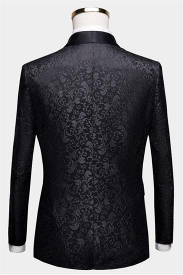 Mens Black Jacquard Evening Suit |  Formal Shawl Lapel One Button Blazer_2