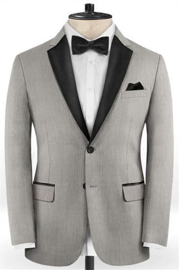 Silver Two Piece Business Mens Suit Online | Custom Prom Suit Tuxedo_1