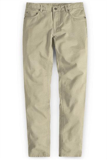 Khaki Men Trousers Casual Thin Elastic Waist Business Office Pants_1