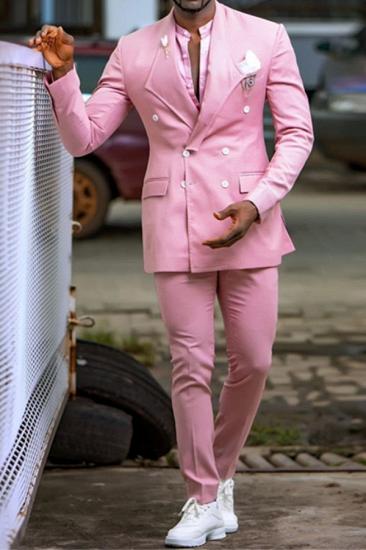 Trendy Hot Pink Double Breasted Slim Fit Prom Suit Online