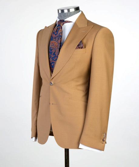 New Brown Point Lapel Fashion Business Men Suits_4