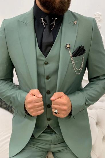 Frank Green Mens Peak Collar Three Piece Slim Fit Prom Suit_6