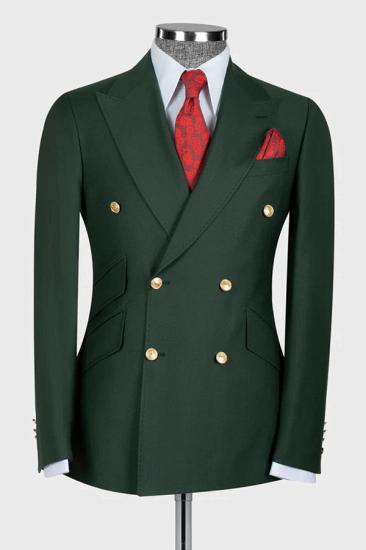 Dark Green Double Breasted Three Pocket Men Suits | Men Two Piece Suit_1