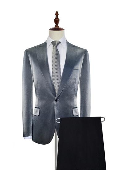 Shiny Silver Prom Suit | Mens Shiny Point Lapel Suit