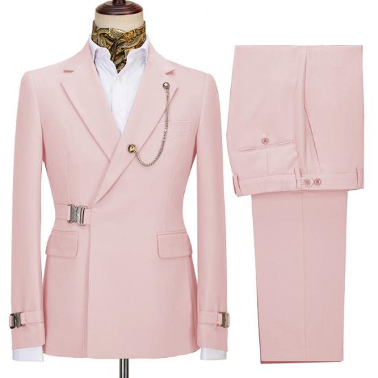 Carter  design pink notched lapel special button two-piece business men's suit_2