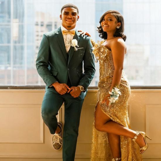 Jason Slim Simple Dark Green Notched Lapel Three Pieces Prom Suits_4