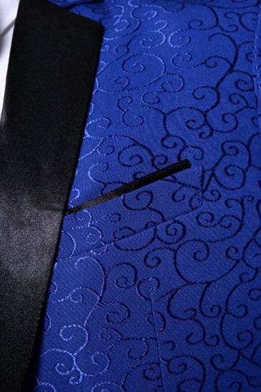 Royal Blue Jacquard Tuxedo Jacket |  Mens Fashion Slim Fit Blazer_4