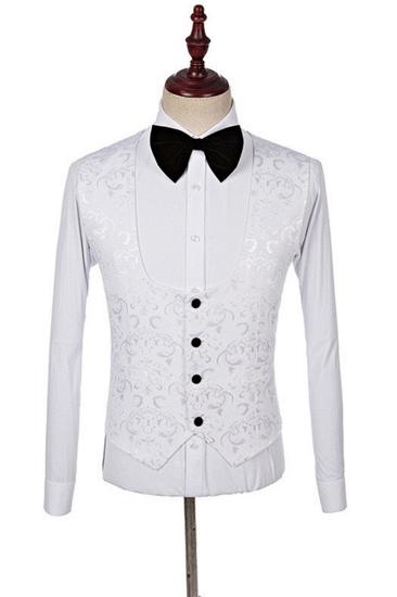 Dillon White Three-Piece Fashion Jacquard Shawl Lapel Wedding Suit Set_3