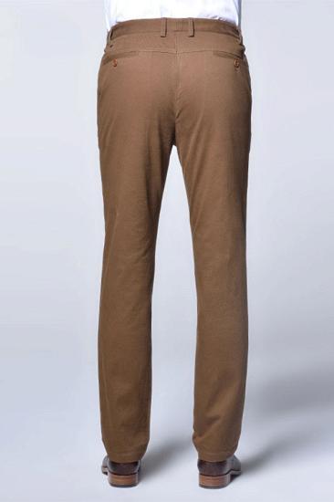 Casual Cotton Pants Pure Brown Slim Fit Everyday Trousers_3