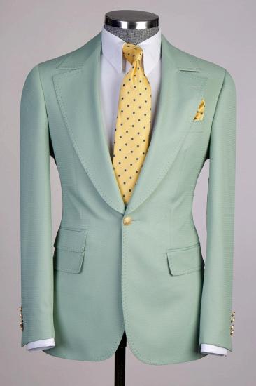 Brady Light Green Mens Three Piece Formal Business Suit | With Gold Buttons_2