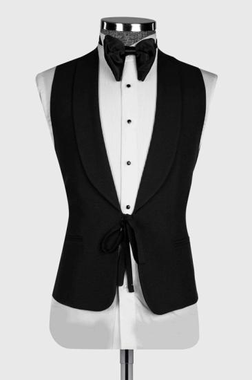Charming Black Shawl Lapel No Button Vest