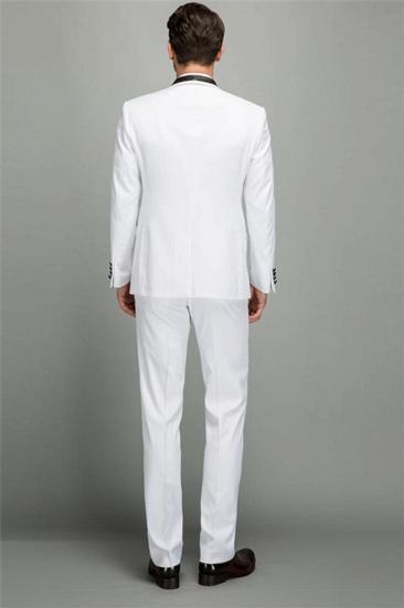 Elegant Mens Two Piece Groom Suit | Slim Shawl White Tuxedo_2