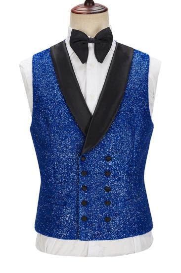 Jacob Royal Blue Sparkle Three Piece One Button Fashion Slim Fit Mens Suit_4