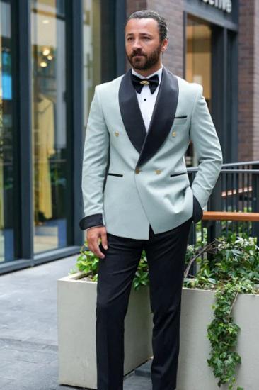 Double Breasted Shawl Collar Mint Tuxedo Two Suits_1