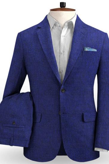 Royal Blue Linen Casual Mens Suit 2022 | Summer Beach Ball Tuxedo For Men_2