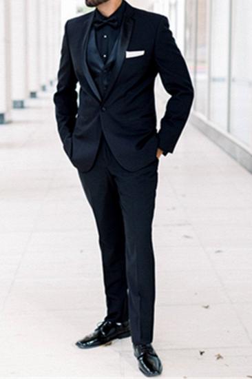 Wedding Black Mens Suit | One Button Groomsmen Suit Cape Lapel Best Man Blazer_2